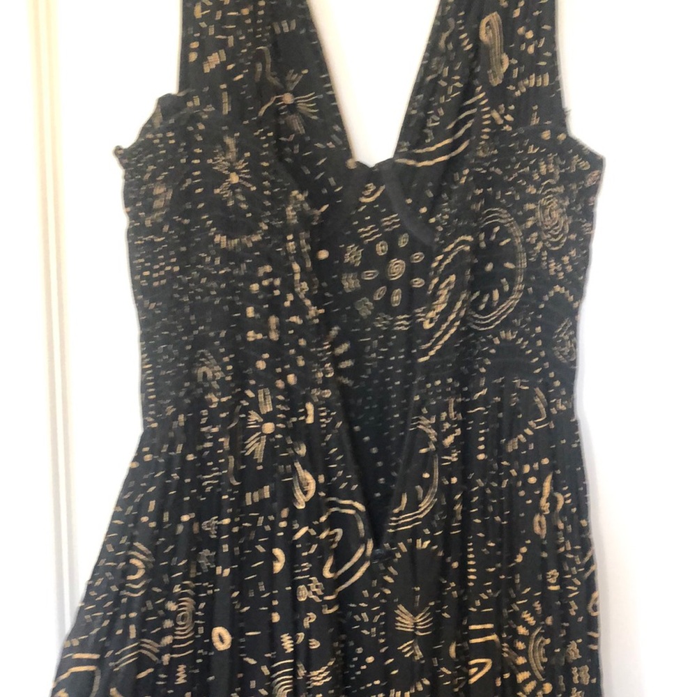 Vintage Chacok French Brand Bohemian Black and Gold Maxi Dress - Picture 3 of 5